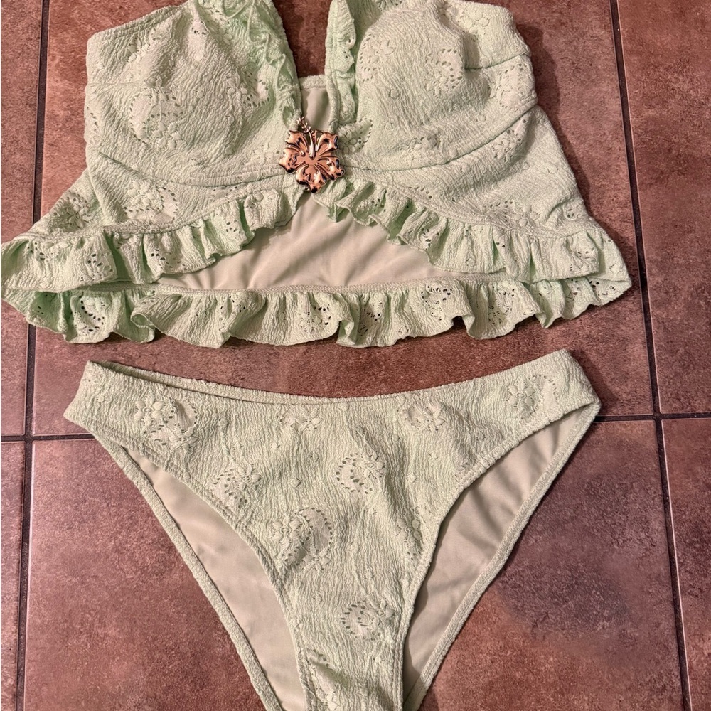 Samiol Medium Mint Green Lace Bikini Set